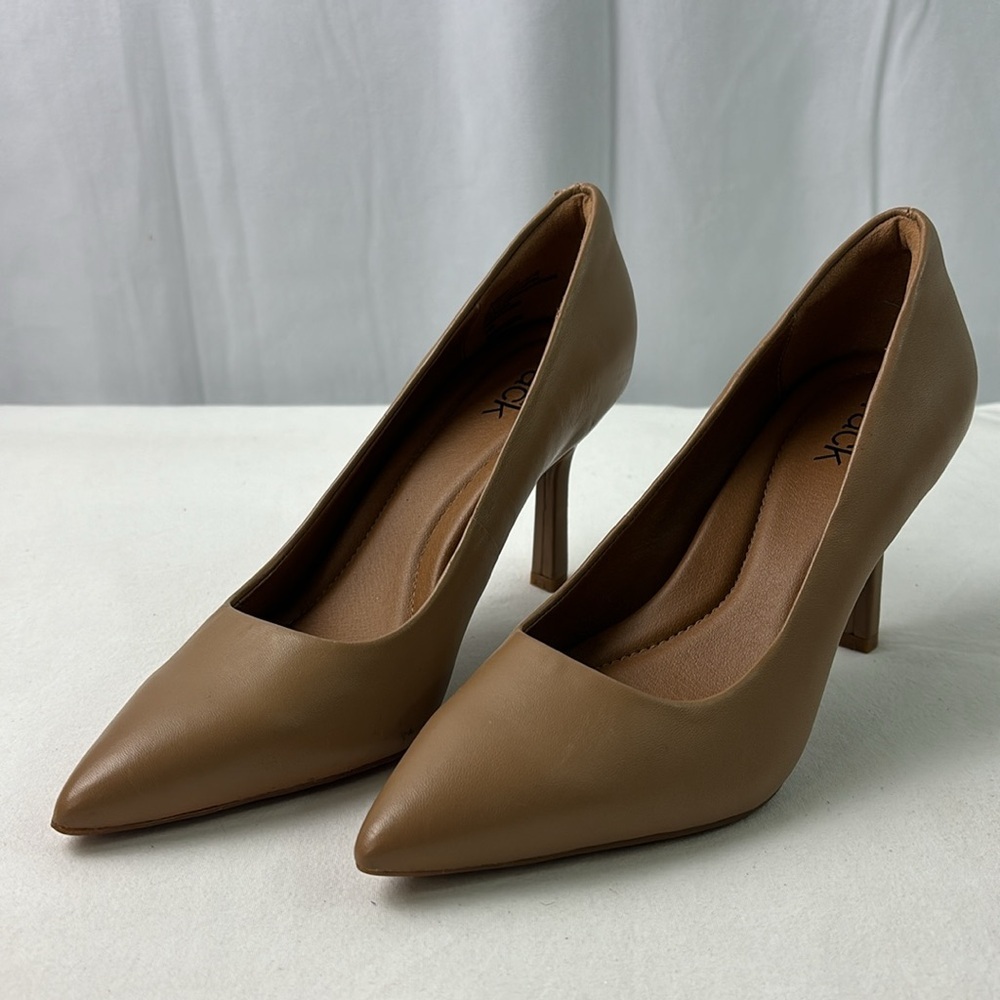 Nordstrom Rack Women's Brown Leather Slip On Pointed Toe Pump Heel Size 5.5M